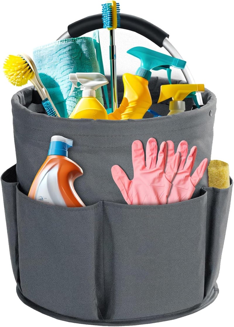 Bototack Cleaning Caddy with Handle, Cleaning Products Organiser, 17L Foldable Storage Basket, Cleaning Caddy Organiser, Portable Multi Cleaning Bucket Bag for Home, Garden (Dark Grey) - Image 1